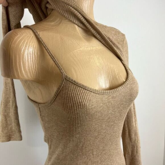 Wild Fable Women’s Medium 2 Piece Dress Set Cropped Long Sleeve Top With Dress - Picture 7 of 11